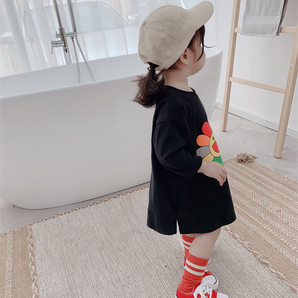 Kids Girls Floral Print T-shirt Dress