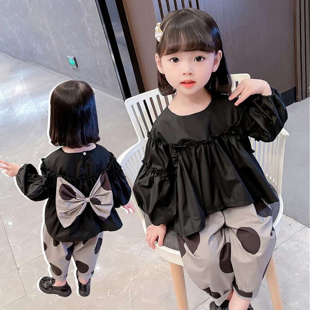 Girls Round Neck Top with Pyjamas