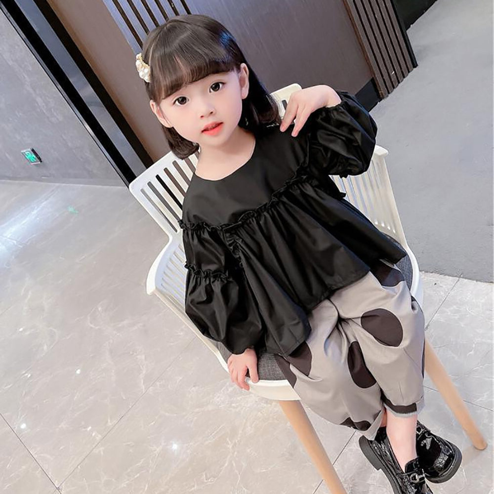 Girls Round Neck Top with Pyjamas