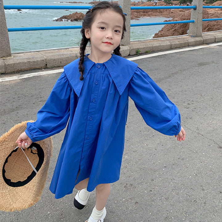 Girls Halter Neck Puff Sleeve A-Line Dress