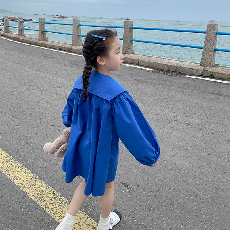 Girls Halter Neck Puff Sleeve A-Line Dress