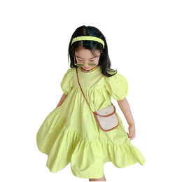 Girls Puff Sleeve Empire Dress