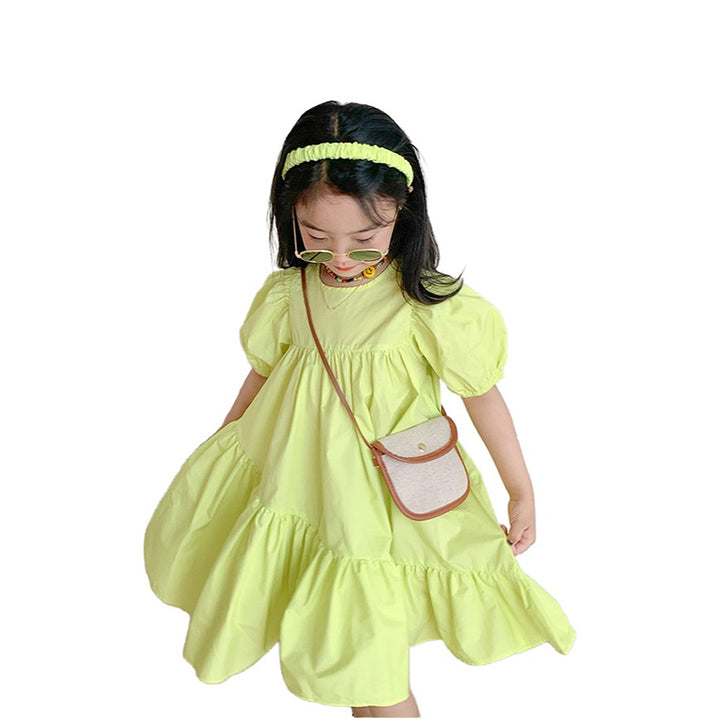 Girls Puff Sleeve Empire Dress