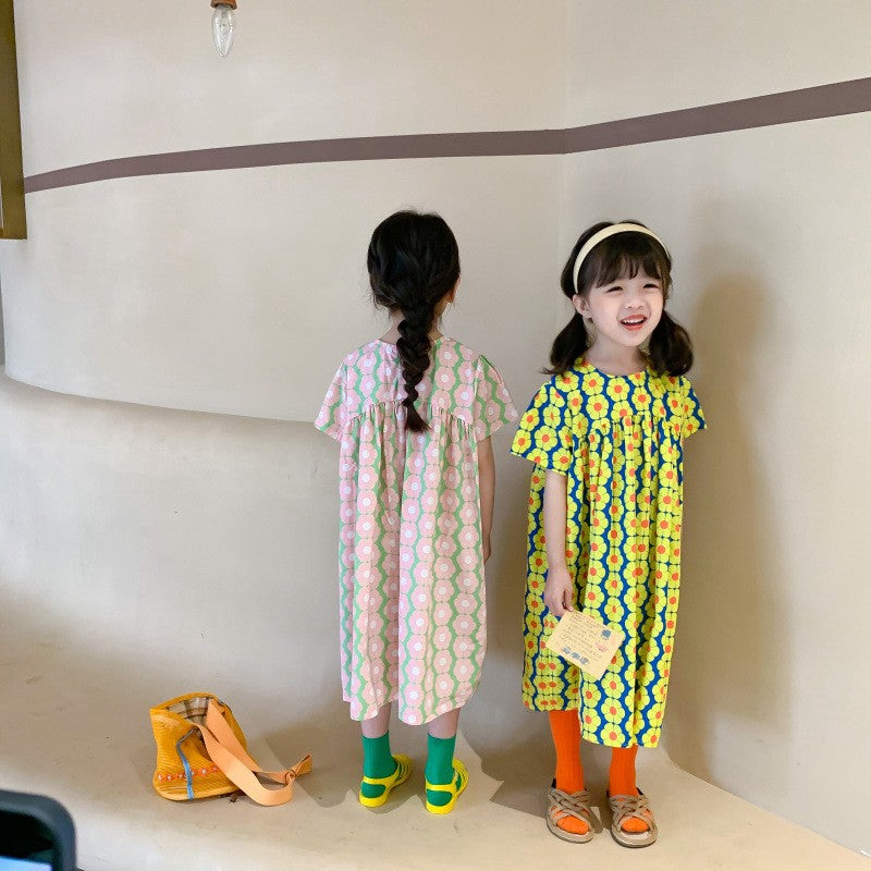Girls Floral Printed A-Line Dress