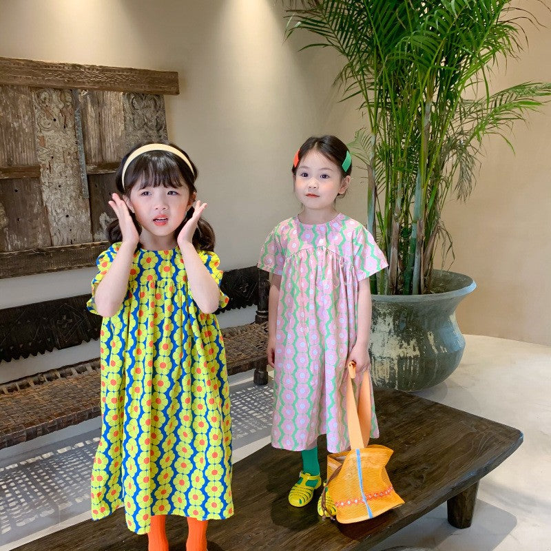 Girls Floral Printed A-Line Dress