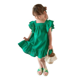 Girls Flutter Sleeve Georgette A-Line Dress