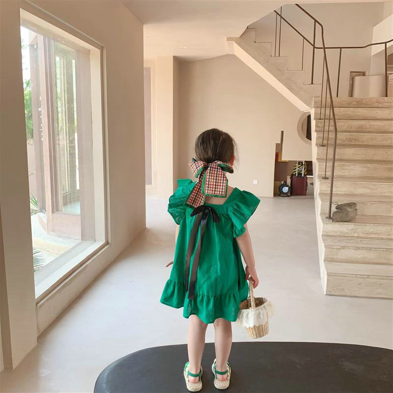 Girls Flutter Sleeve Georgette A-Line Dress