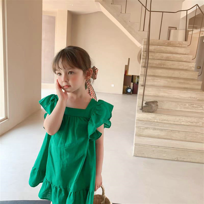 Girls Flutter Sleeve Georgette A-Line Dress