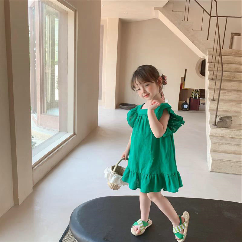 Girls Flutter Sleeve Georgette A-Line Dress