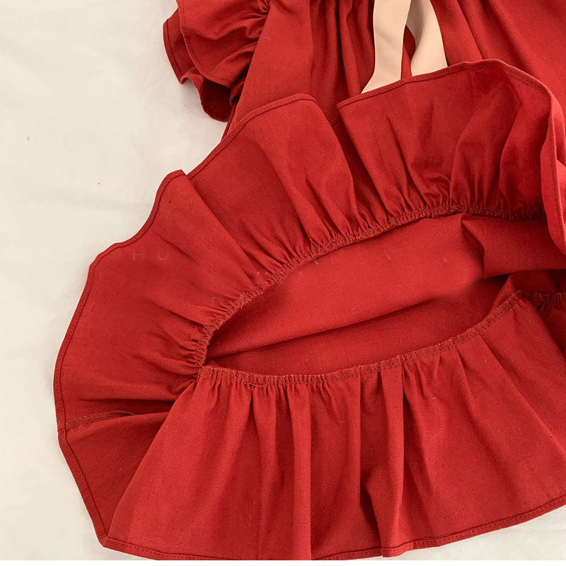 Girls Flutter Sleeves A-Line Dress