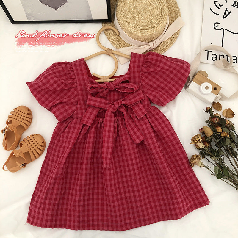 Checked Flutter Sleeve Fit & Flare Dress
