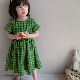 Checked A-Line Midi Dress