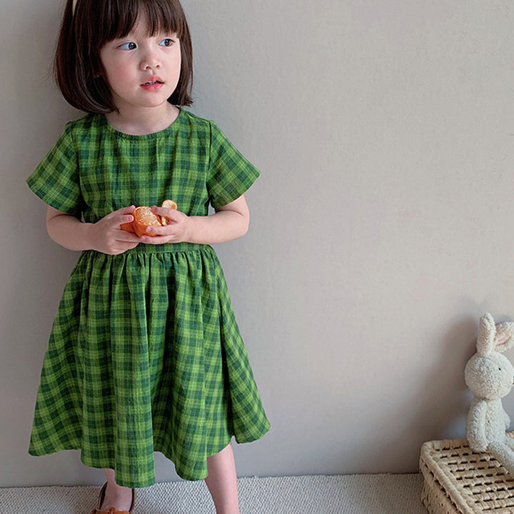 Checked A-Line Midi Dress