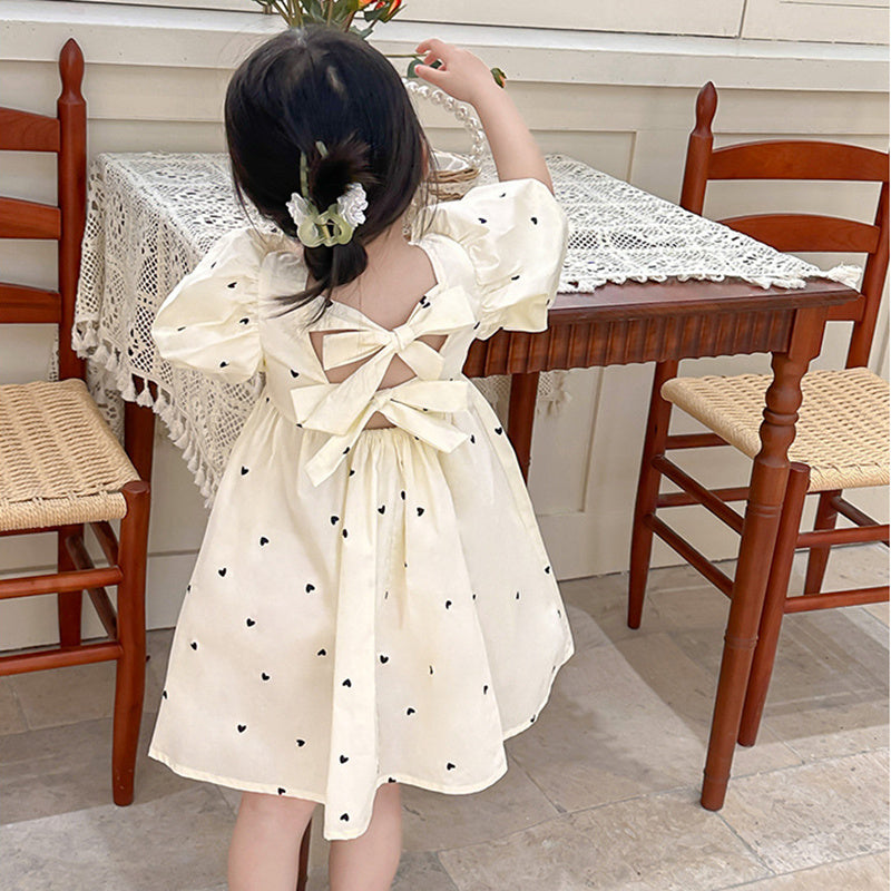 Girls Polka Dot Print Fit & Flare Dress