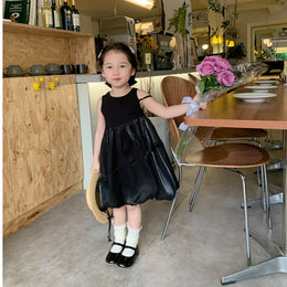 Girl Round Neck Sleeveless Knee Length A-Line Dress