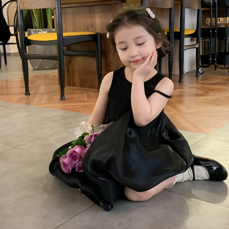 Girl Round Neck Sleeveless Knee Length A-Line Dress