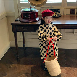 Girls Polka Dot Printed Cotton A-Line Dress