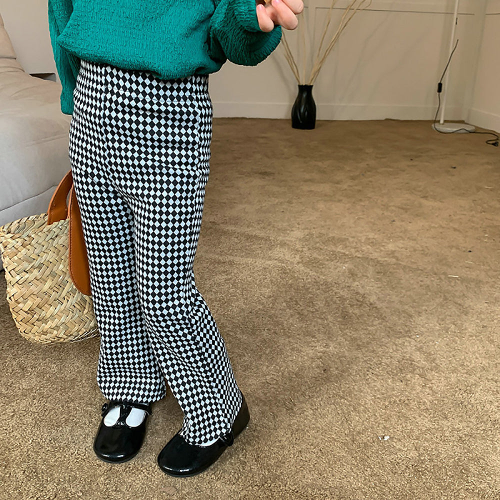 Girls Cotton Ethnic Motifs Checked Trousers