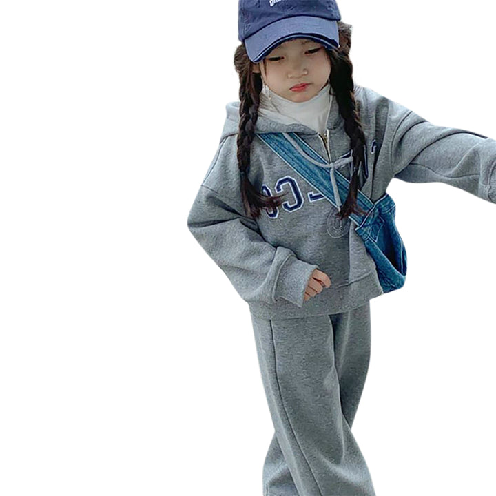 Girls Hooded Printed Sweatshirt with Trouser