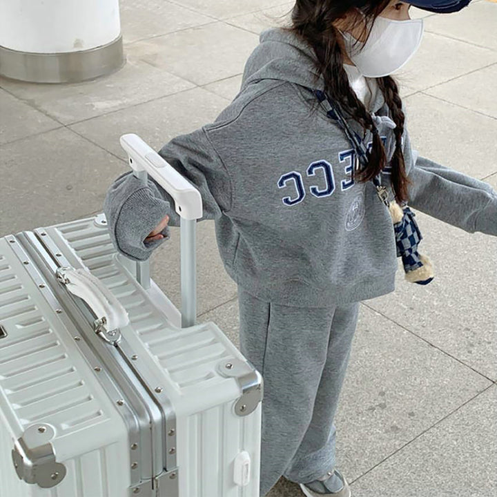 Girls Hooded Printed Sweatshirt with Trouser