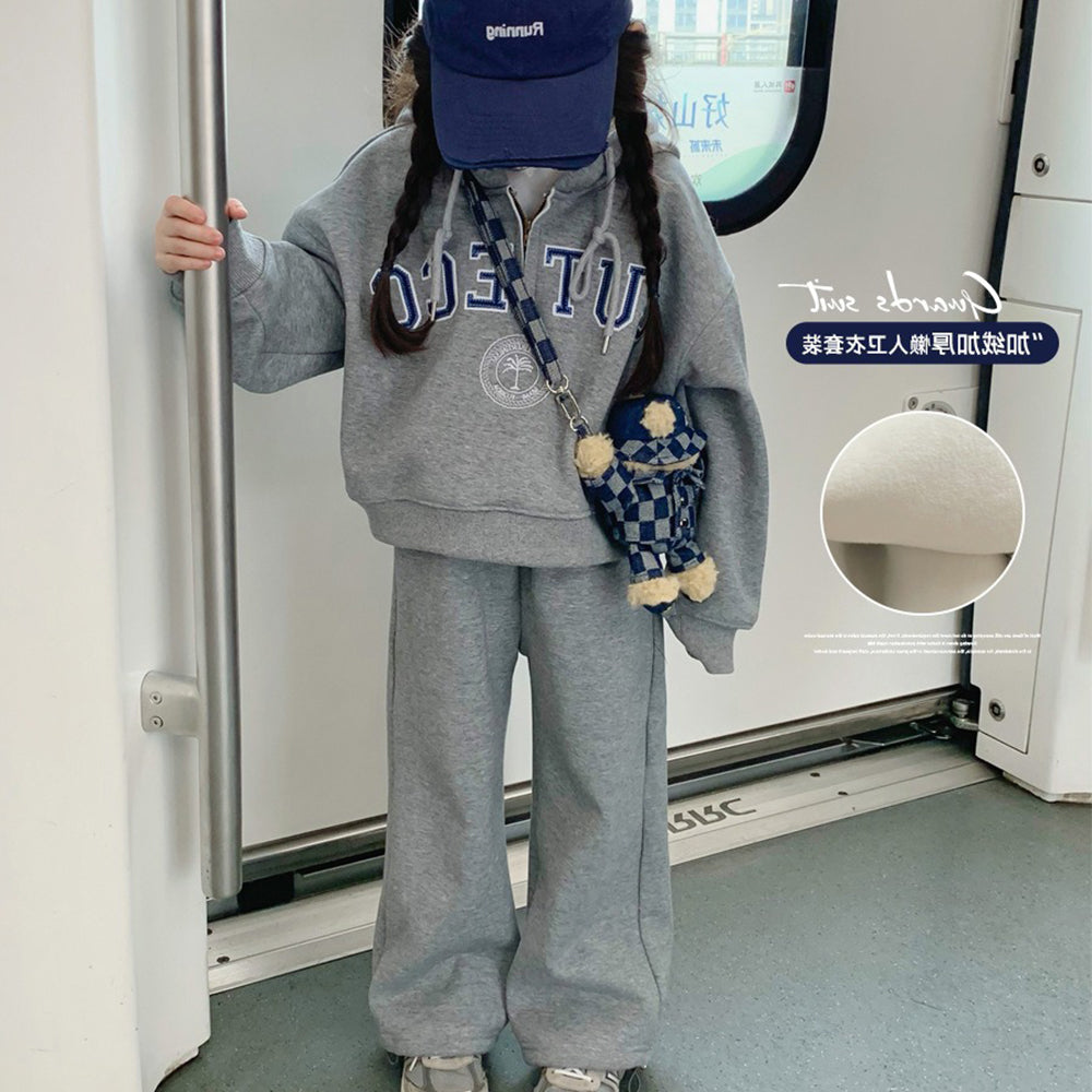 Girls Hooded Printed Sweatshirt with Trouser