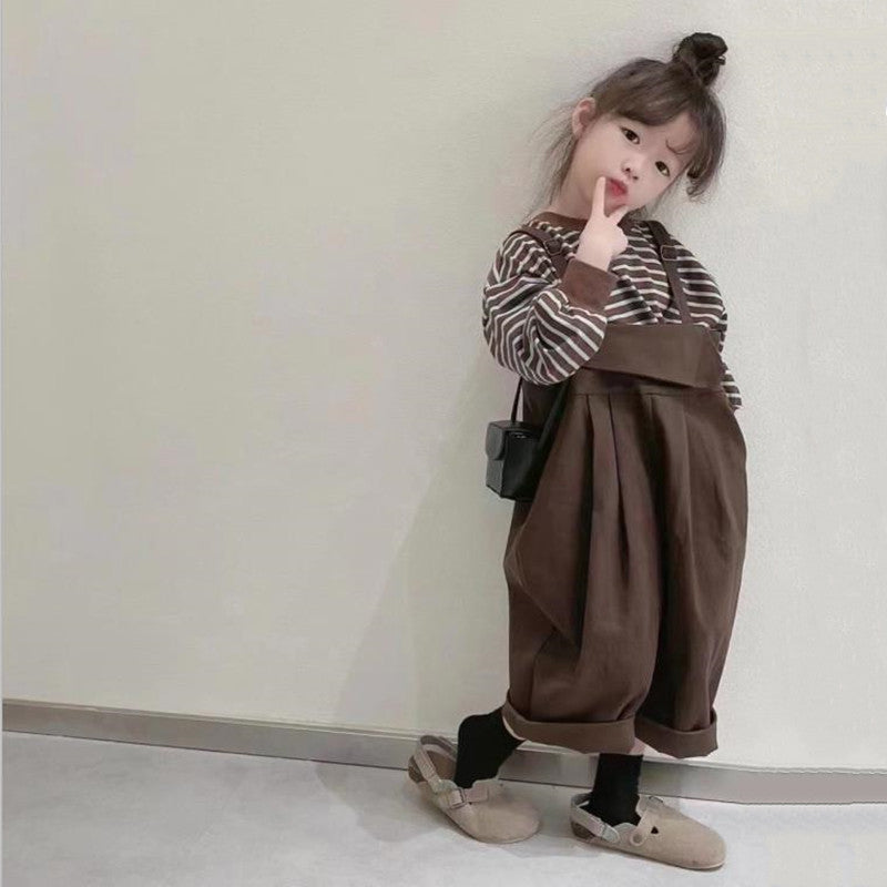 Girls Striped Round Neck T-Shirt With Trouser