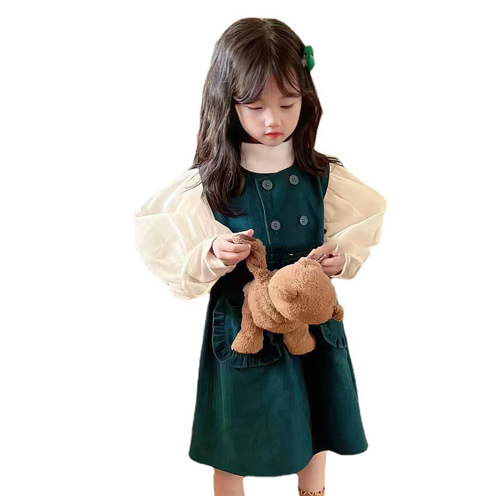 Girls Colourblocked A-Line Dress