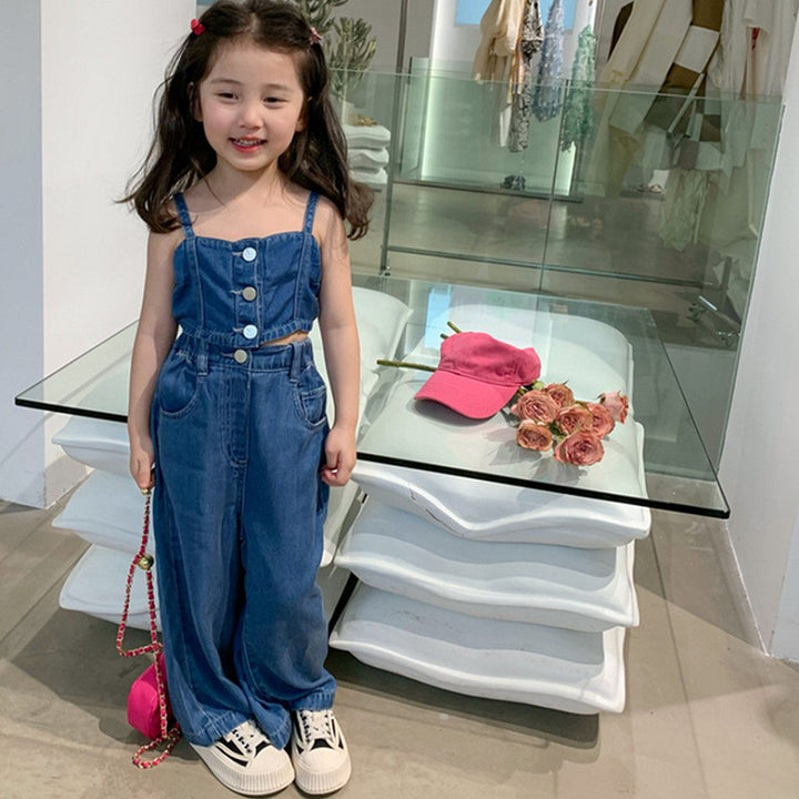 Infants Pure Cotton Crop Top With Trousers