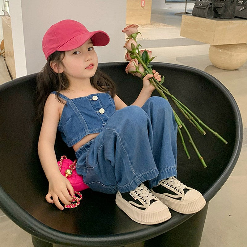 Infants Pure Cotton Crop Top With Trousers