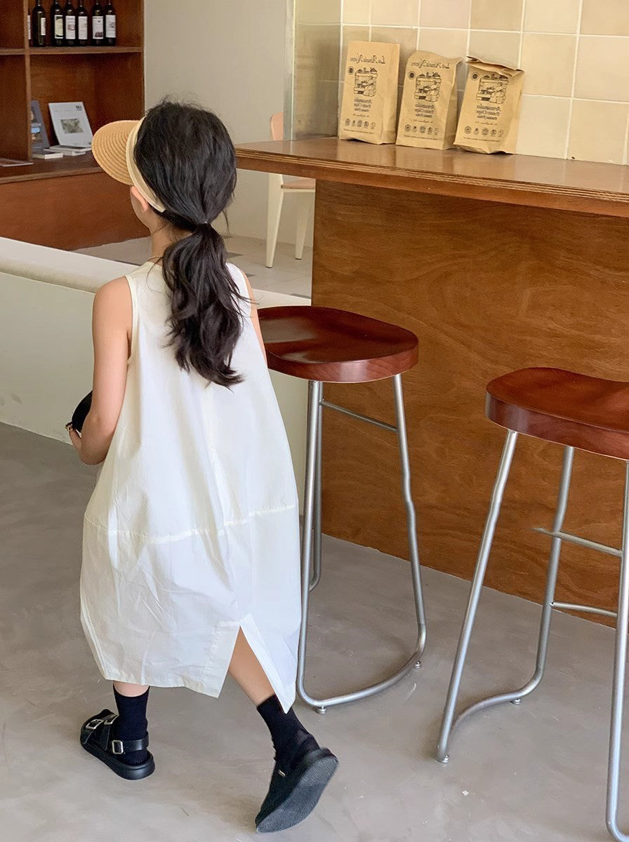 Girls A-Line Cotton Midi Dress