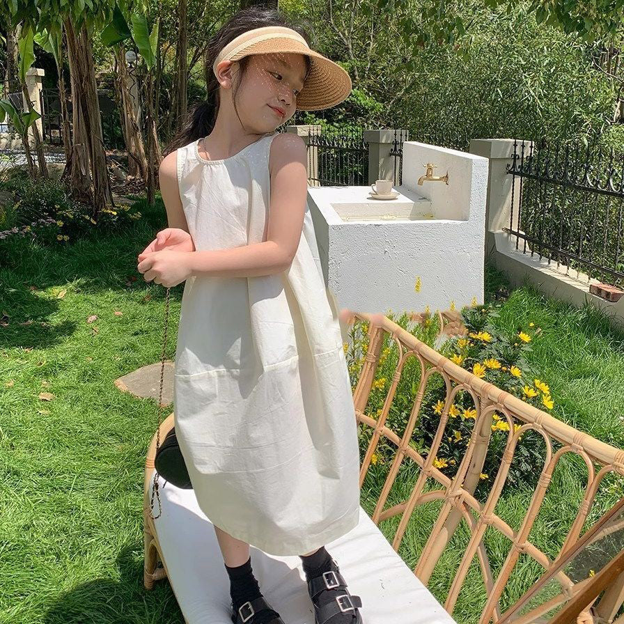 Girls A-Line Cotton Midi Dress