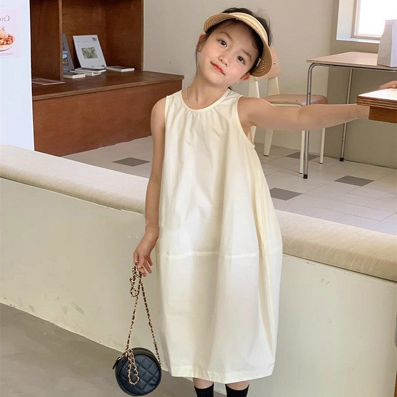 Girls A-Line Cotton Midi Dress