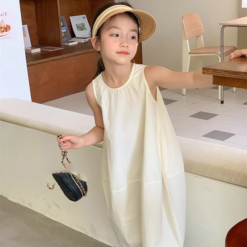 Girls A-Line Cotton Midi Dress