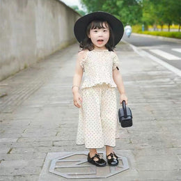 Girls Polka Dots Printed Pure Cotton Top With Palazzos