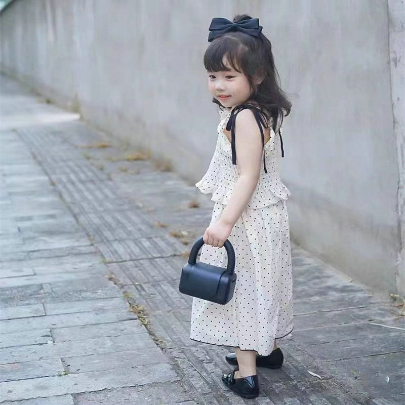 Girls Polka Dots Printed Pure Cotton Top With Palazzos