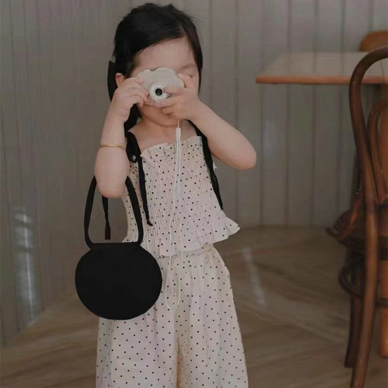 Girls Polka Dots Printed Pure Cotton Top With Palazzos