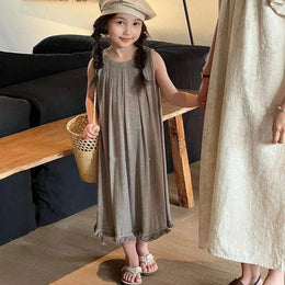 Girls Cotton Shift Midi Dress