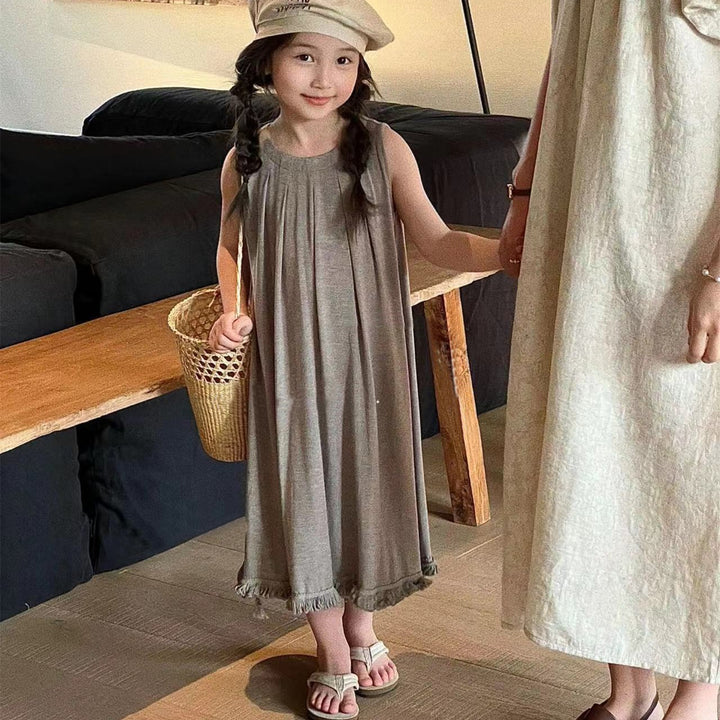 Girls Cotton Shift Midi Dress