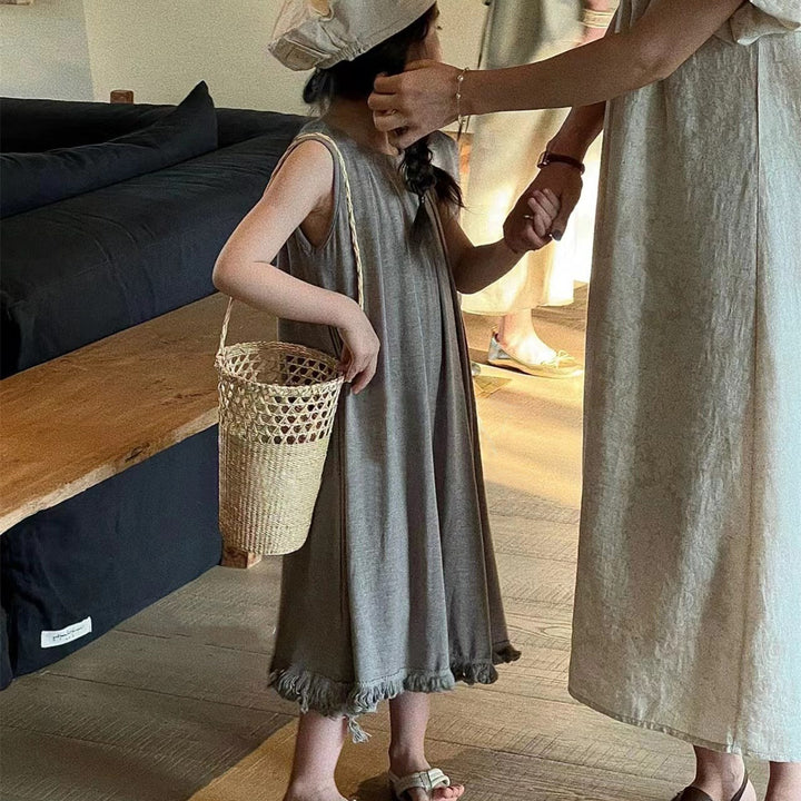 Girls Cotton Shift Midi Dress