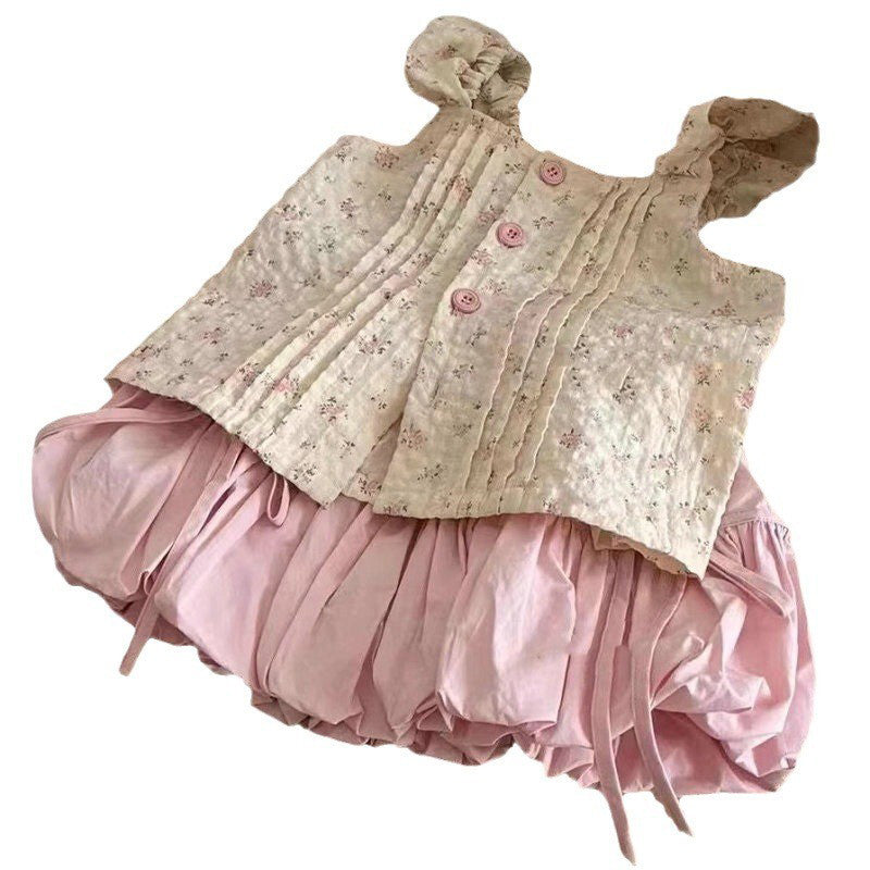 Girls Printed Pure Cotton Top With Dhoti Pants