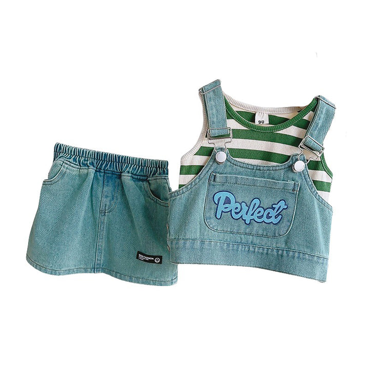 Girls Striped Pure Cotton Top with Shorts