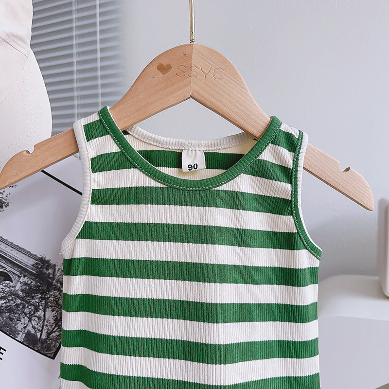 Girls Striped Pure Cotton Top with Shorts