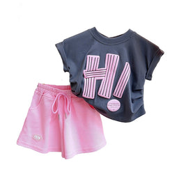 Girls Printed Pure Cotton T-shirt with Shorts