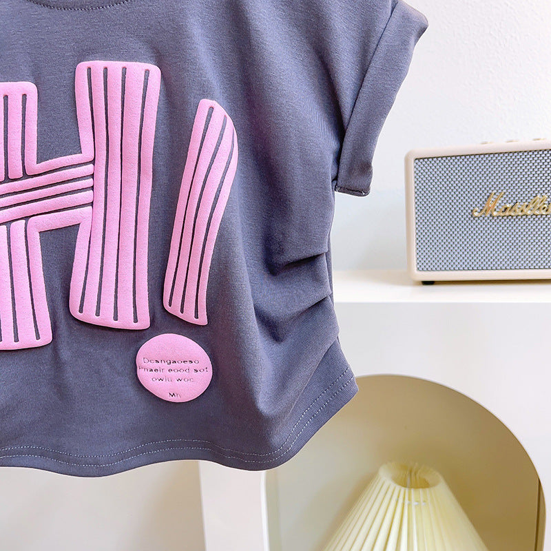 Girls Printed Pure Cotton T-shirt with Shorts