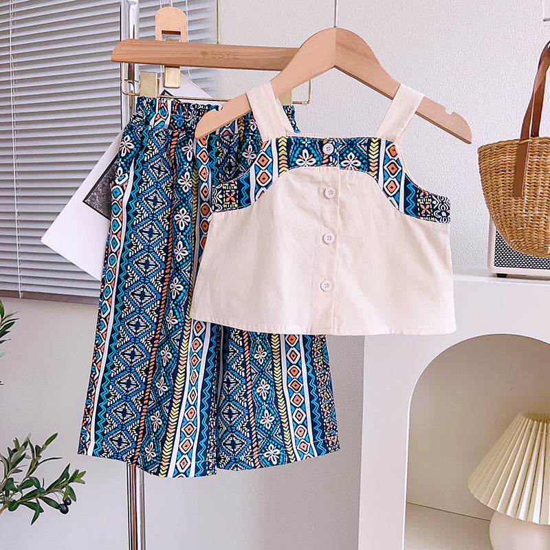 Girls Printed Pure Cotton Top with Palazzos