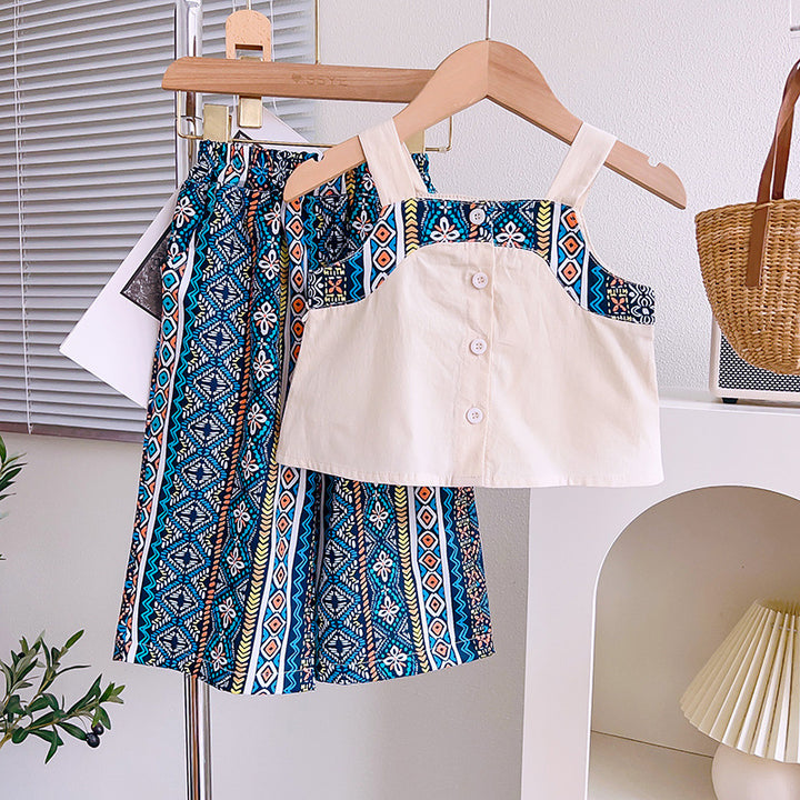 Girls Printed Pure Cotton Top with Palazzos