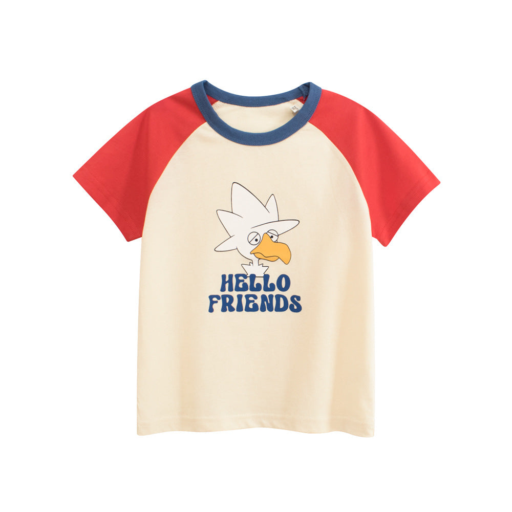 Boys Typography Printed Round Neck Short Sleeves Cotton T-shirt