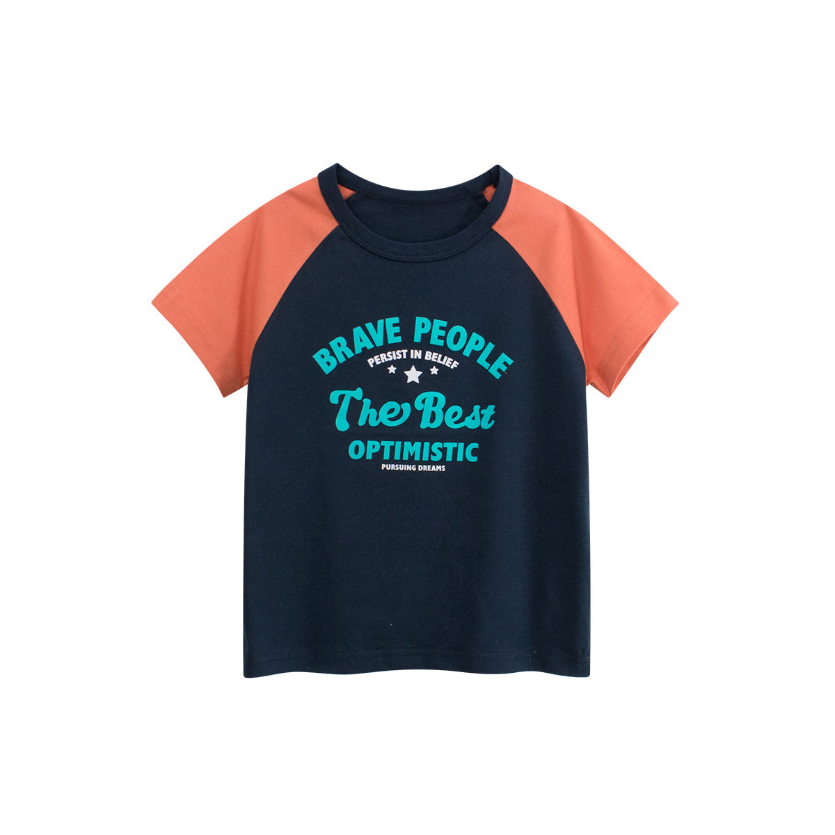 Boys Typography Printed Round Neck Short Sleeves Cotton T-shirt