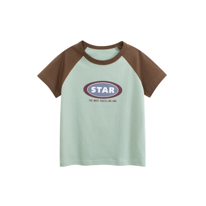Boys Typography Printed Round Neck Short Sleeves Cotton T-shirt