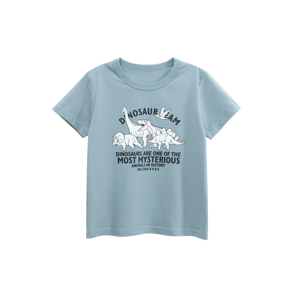Boys Animal Printed Round Neck Short Sleeves Cotton T-shirt
